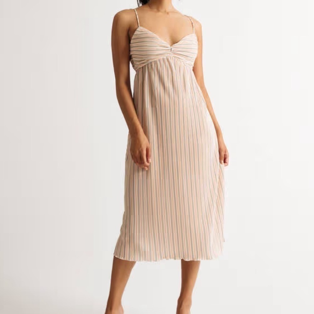 Sweetheart Cross Back Midi Dress - Orange Multi
